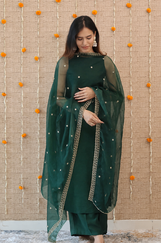 Green Chanderi Silk Kurta Set