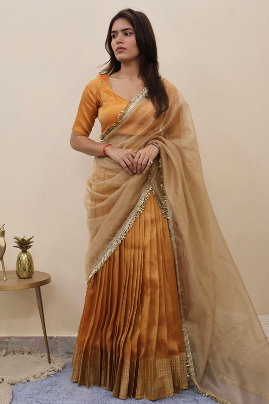 Golden Silk Lehenga Set