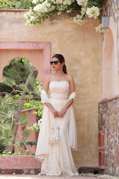 Ivory Embroidered Corset Lehenga Set