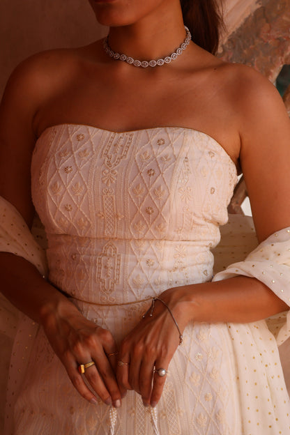 Ivory Embroidered Corset Lehenga Set