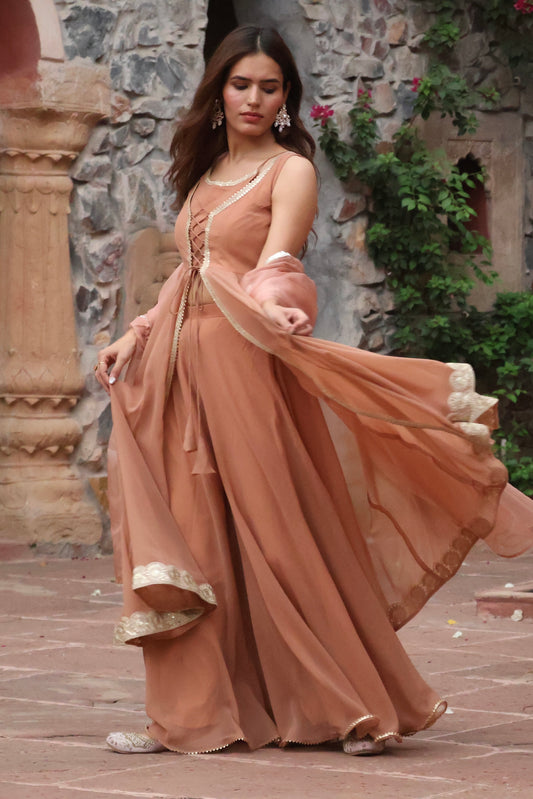 Old Rose Georgette Anarkali Set (set of 4)