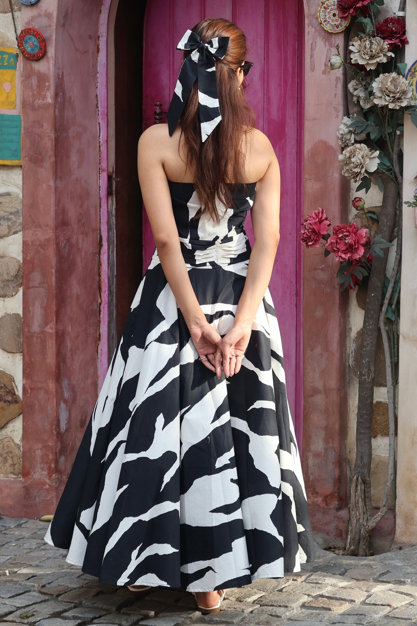 Classic Contrast B&W Cotton Dress