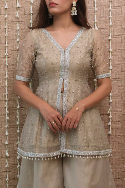Sitara Tissue Embroidered Sharara Set