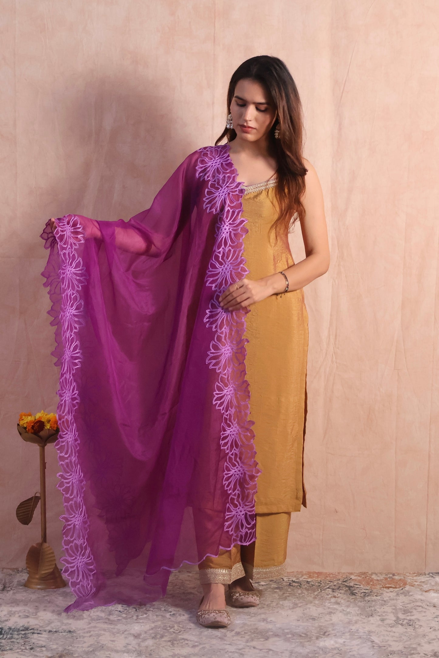 Mustard Gold Silk Kurta Set