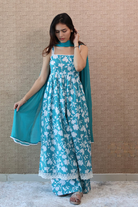 Sea Green Cotton Kurta set