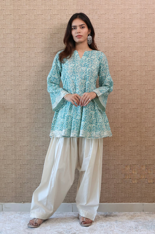 Teal Green Cotton Salwar Suit