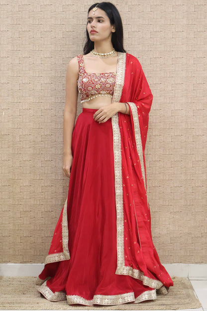 Cherry Pink Embroidered Lehenga Set