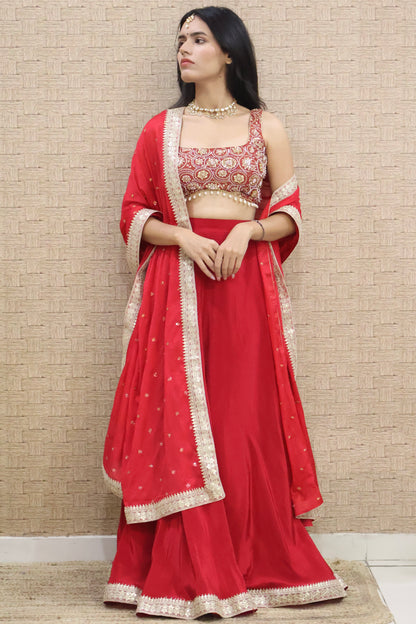 Cherry Pink Embroidered Lehenga Set