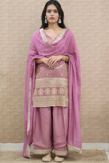 Mauve Embroidered salwar suit set