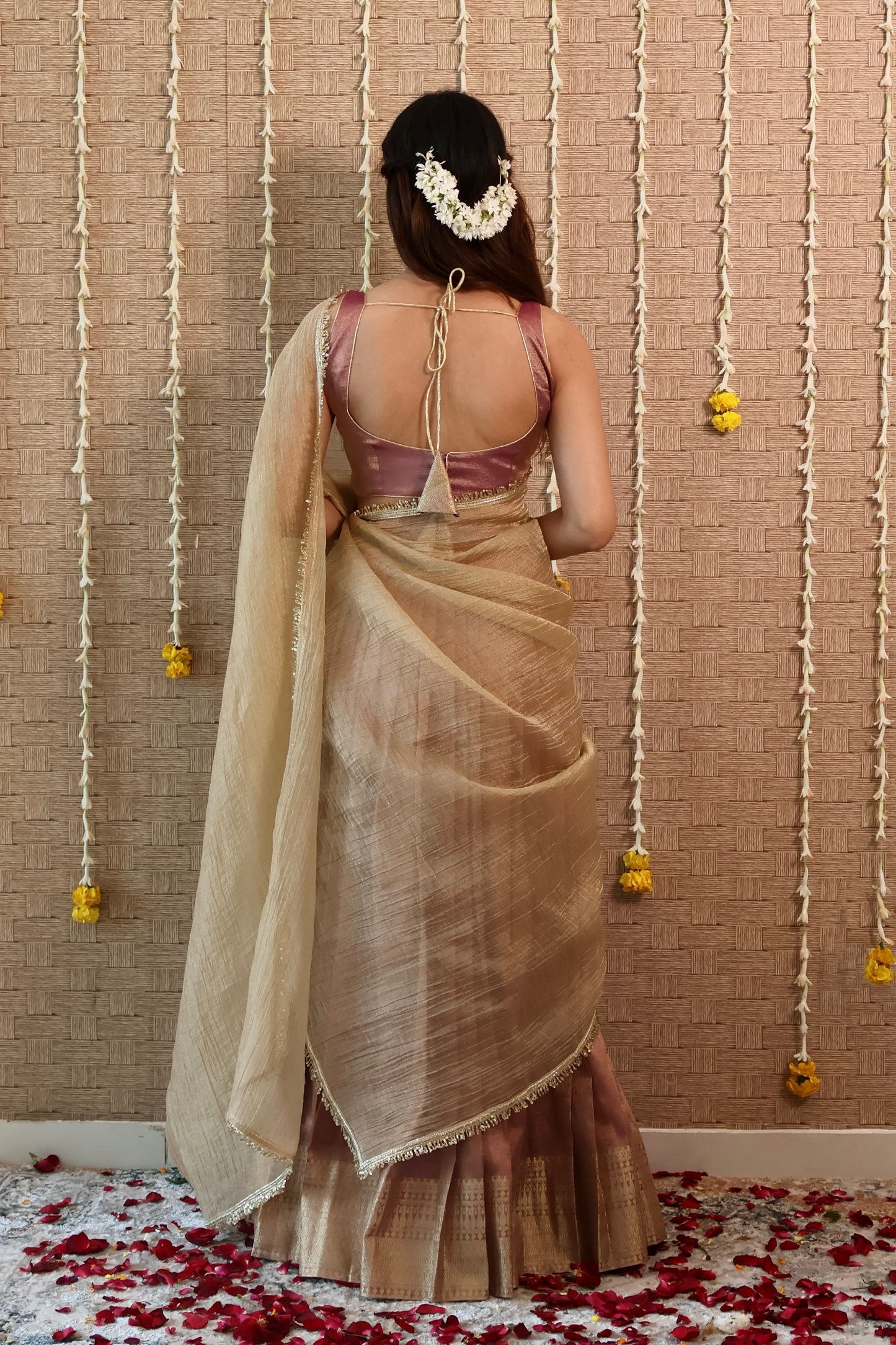 Dusky Lilac Tissue Lehenga Set