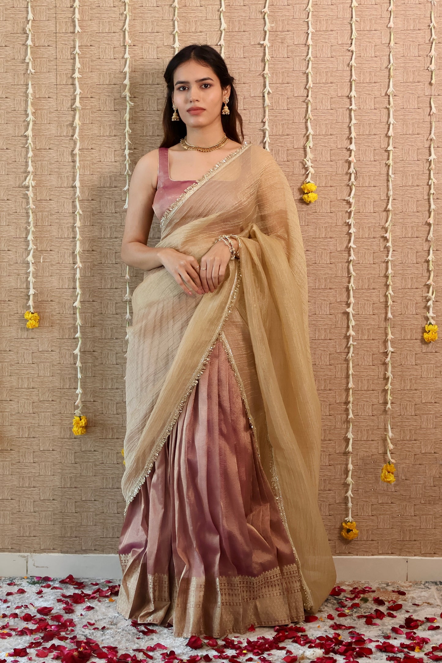 Dusky Lilac Tissue Lehenga Set