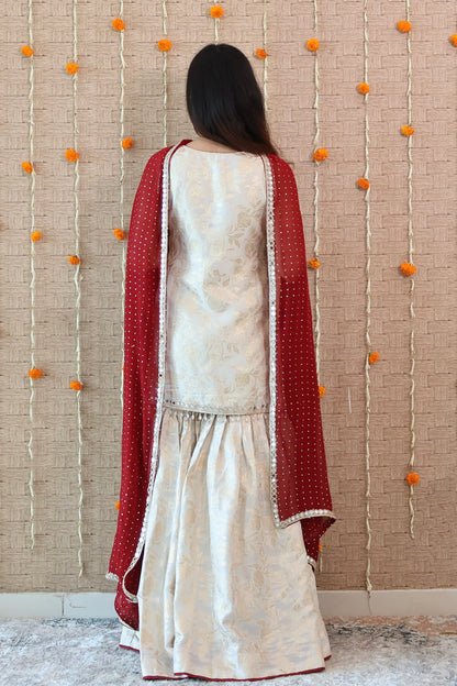 Off-White Banarasi Gharara Set