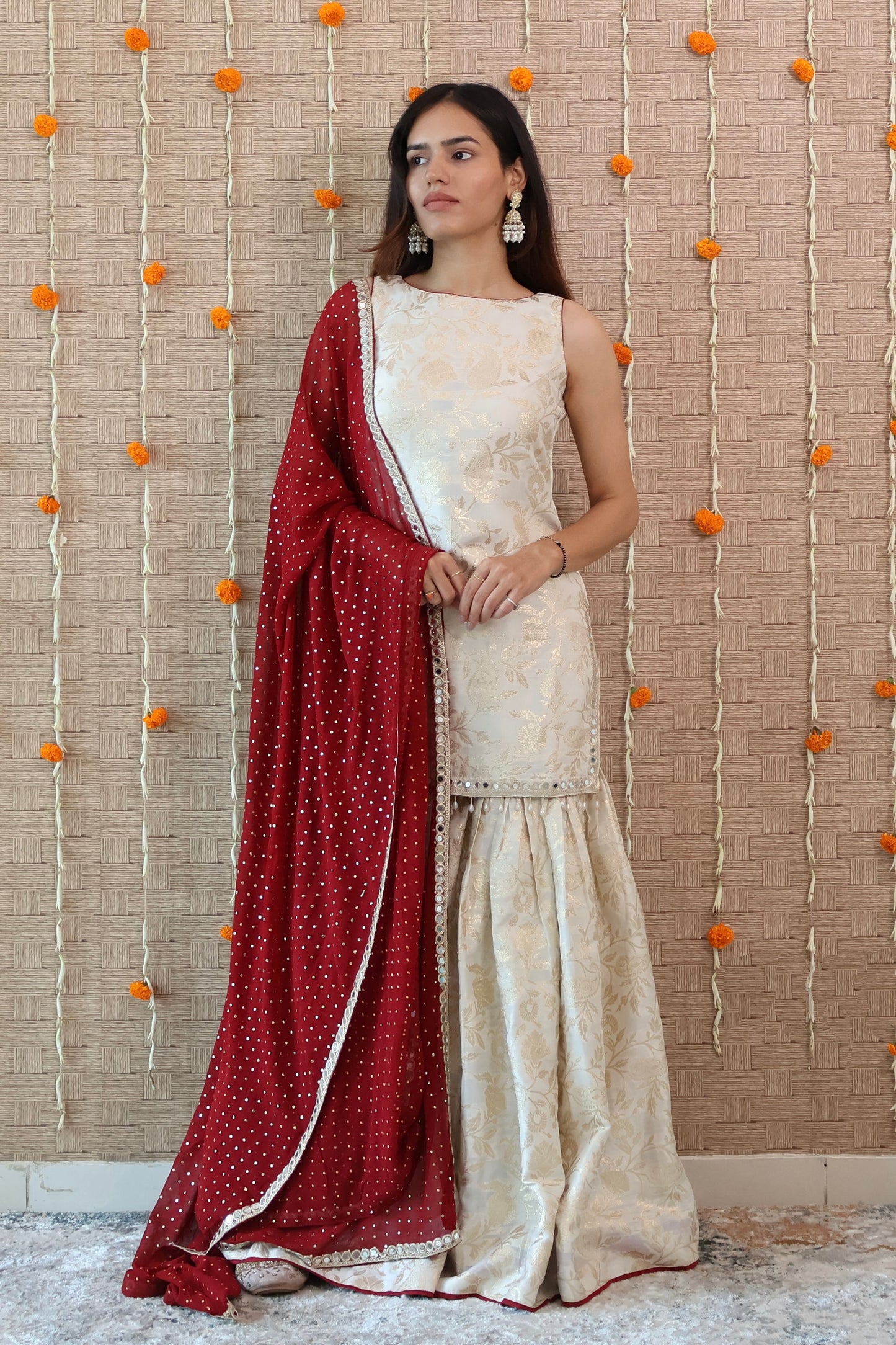 Off-White Banarasi Gharara Set