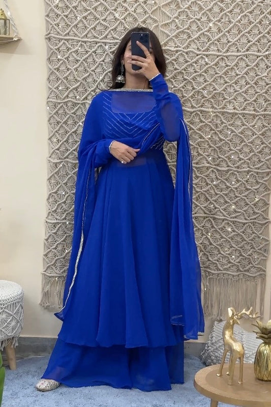 Royal Blue Georgette Anarkali Set